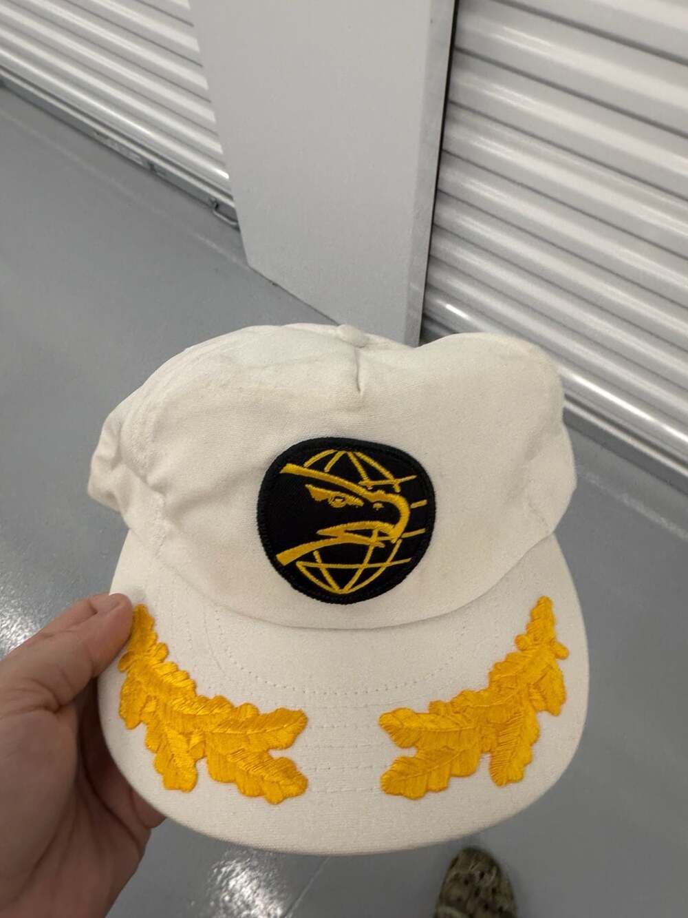 Vintage Continental Airlines Executive Pilot Captain Hat White Scrambled Eggs Sn